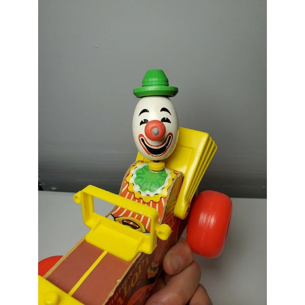 Vintage Fisher Price Clown Jalopy Car 724 Noise Kids‎ Toy Baby Fun